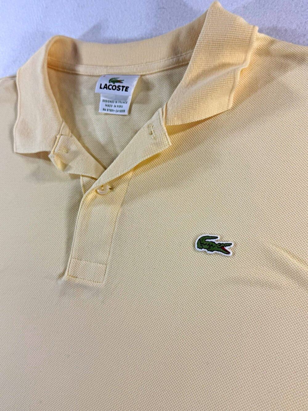 Lacoste Size 6 Yellow Cotton Pique Polo Shirt Crocodile Logo